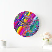 Grande Horloge Ronde Rainbow Blast Art Abstrait (Maison)