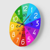 Grande Horloge Ronde Rainbow Learn to Tell Time Classroom Clock (Angle)