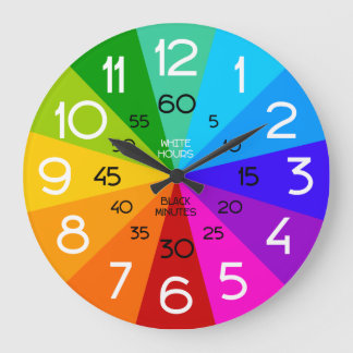 Grande Horloge Ronde Rainbow Learn to Tell Time Classroom Clock