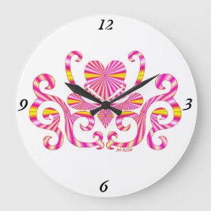 Grande Horloge Ronde Rainbow Lily and Heart