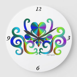 Grande Horloge Ronde Rainbow Lily and Heart