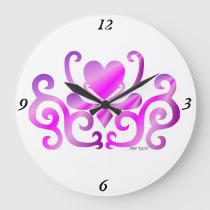 Grande Horloge Ronde Rainbow Lily and Heart