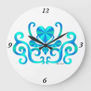 Grande Horloge Ronde Rainbow Lily et le coeur