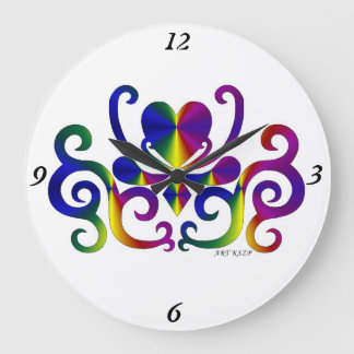 Grande Horloge Ronde Rainbow Lily et le coeur
