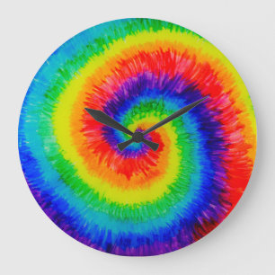 Grande Horloge Ronde Rainbow Tie-Dye Alcohol