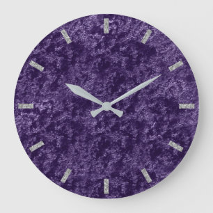 Grande Horloge Ronde Raisin pourpre violet d'aubergine de velours de
