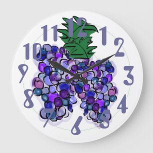 Grande Horloge Ronde Raisins fantaisie