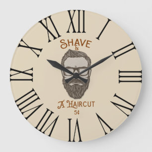 Grande Horloge Ronde Rase & Une Coiffure Graphique De Salon De Coiffure