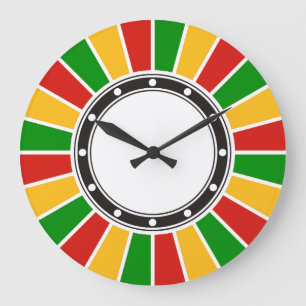 Grande Horloge Ronde RASTAFARI BOUTON DRAGON RAYS + votre signe ou votr