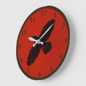 Grande Horloge Ronde Raven sur le rouge (Angle)