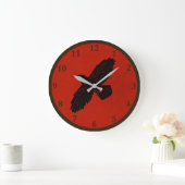 Grande Horloge Ronde Raven sur le rouge (Maison)