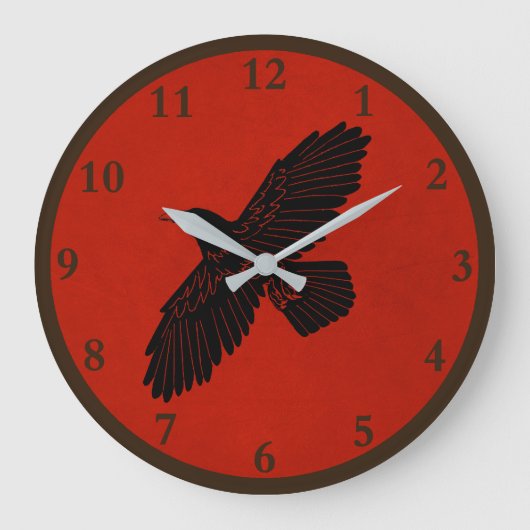 Grande Horloge Ronde Raven sur le rouge (Recto)