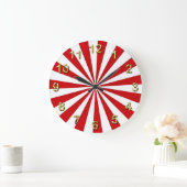 Grande Horloge Ronde Rayons d'art pop : rouge et blanc (Maison)