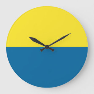 Grande Horloge Ronde Rayures   Bleu et jaune   Personnalisable