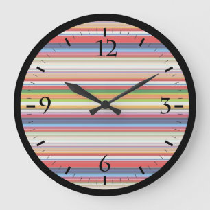 Grande Horloge Ronde Rayures colorées chaudes
