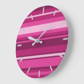 Grande Horloge Ronde rayures Fuchsia (Angle)