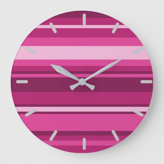 Grande Horloge Ronde rayures Fuchsia (Recto)
