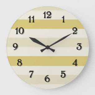 Grande Horloge Ronde Rayures ombrées jaune et blanc