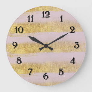 Grande Horloge Ronde Rayures or et rose