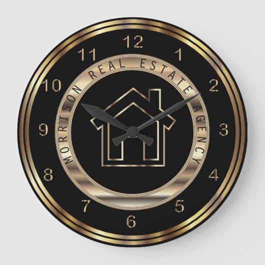 Grande Horloge Ronde Real Estate Design in Gold and Black (Recto)