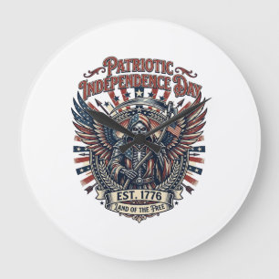 Grande Horloge Ronde Reaper Chrome Patriotique Squelette Dark Patriot &