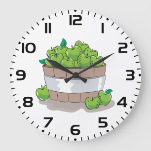 Grande Horloge Ronde Récolte de pommes vertes fraîches baril Granny Smi