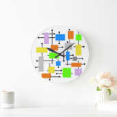 Grande Horloge Ronde Rectangles atomiques (Maison)