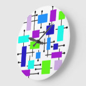 Grande Horloge Ronde Rectangles atomiques cool (Angle)