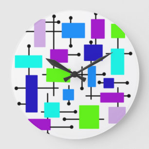 Grande Horloge Ronde Rectangles atomiques cool