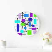 Grande Horloge Ronde Rectangles atomiques cool (Maison)