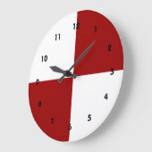 Grande Horloge Ronde Rectangles rouge et blanc (Angle)