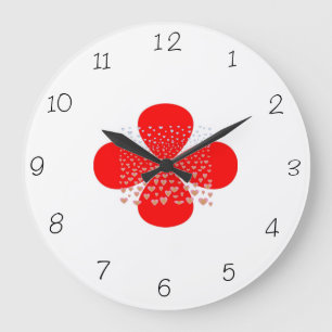 Grande Horloge Ronde Red and White Flower Kitchen Clocks
