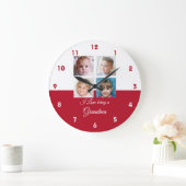 Grande Horloge Ronde Red and white love (Maison)