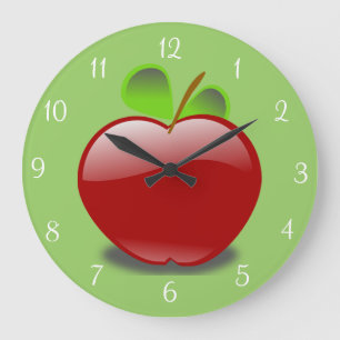 Grande Horloge Ronde Red Apple Round Wall Clock