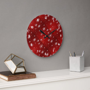 Grande Horloge Ronde Red Background Wall Clock