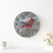 Grande Horloge Ronde Red cardinal en hiver (Maison)