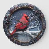 Grande Horloge Ronde Red Cardinal Winter Snow (Recto)