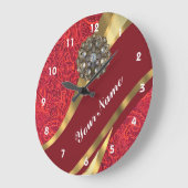 Grande Horloge Ronde Red damask & gold swirl (Angle)