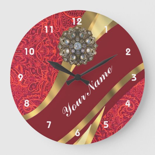 Grande Horloge Ronde Red damask & gold swirl (Recto)
