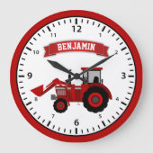 Grande Horloge Ronde Red Farm Tractor Personalized (Recto)