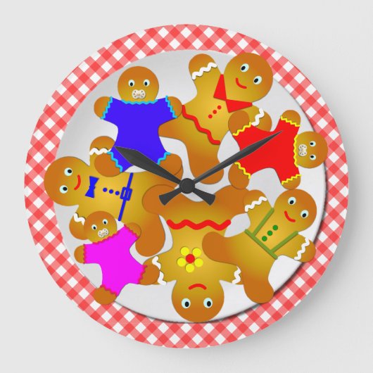 Grande Horloge Ronde Red Gingham Tablecloth Plate of Gingerbread Men (Recto)