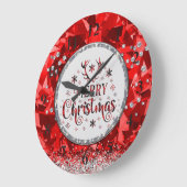 Grande Horloge Ronde Red Gorgey Emerald Joyeux Noël (Angle)