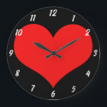 Grande Horloge Ronde Red Heart Motif Black Cute Valentine's Day Cadeau<br><div class="desc">Imprimé avec le design de coeur rouge mignon sur noir personnalisé arrière - plan couleur! Customise comme tu veux.</div>