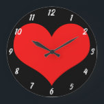 Grande Horloge Ronde Red Heart Motif Black Cute Valentine's Day Cadeau<br><div class="desc">Imprimé avec le design de coeur rouge mignon sur noir personnalisé arrière - plan couleur! Customise comme tu veux.</div>