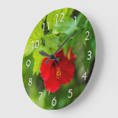 Grande Horloge Ronde Red Hibiscus Hawaii Tropical (Angle)