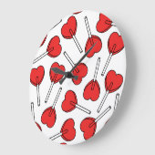 Grande Horloge Ronde Red Lollipops, Heart Lollipops, Lollipop Pattern (Angle)