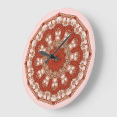Grande Horloge Ronde Red Mandala Fancy Faux Stitch (Angle)