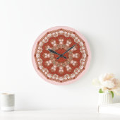 Grande Horloge Ronde Red Mandala Fancy Faux Stitch (Maison)