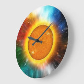 Grande Horloge Ronde Red Orange Galaxy Time Blue Yellow (Angle)