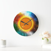 Grande Horloge Ronde Red Orange Galaxy Time Blue Yellow (Maison)